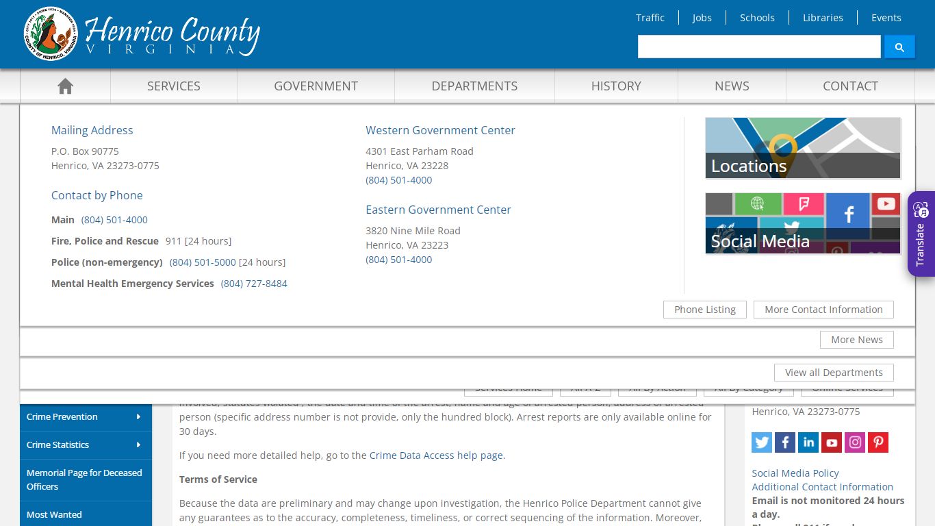 Public Crime Data Access - Henrico County, Virginia